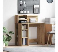 YunCangg Escritorio de madera de roble Artisan, de 90 x 48 x 101,5 cm, moderno, con espacio de almacenamiento y 4 estantes, ideal para oficina, oficina, trabajo, habitación, etc