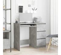 YunCangg Escritorio de madera gris hormigón 90 x 45 x 76 cm con 3 cajones, ahorra espacio para oficina, habitación infantil, oficina en casa, ergonómico con espacio de almacenamiento y fácil limpieza