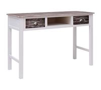 YunCangg Escritorio marrón de madera de paulownia y álamo, 110 x 45 x 76 cm, con 2 cajones y compartimento abierto, ahorra espacio para oficina, oficina en casa, habitación infantil, ergonómico y