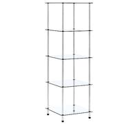 YunCangg Estante con 5 estantes, transparente, 40 x 40 x 130 cm, vidrio templado y acero inoxidable, estante de pie para sala de estar, oficina, baño, estante de exhibición versátil