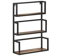 YunCangg Estantería de pared de madera maciza recuperada, 60 x 20 x 85 cm, con 3 compartimentos y estructura de hierro resistente, estantería rústica para salón y dormitorio