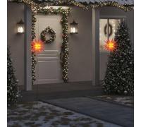 YunCangg Estrella de Navidad LED con estaca roja 57 cm plegable resistente a la intemperie IP44 blanco cálido temporizador Adviento iluminación de Navidad para interior exterior jardín terraza balcón