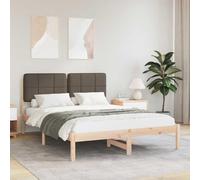 YunCangg Estructura de cama con cabecero tapizado de 140 x 190 cm, madera de pino maciza, somier de lamas, marco doble, fácil de montar, accesorio moderno para dormitorio