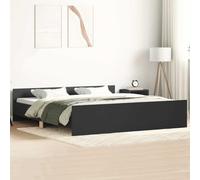 YunCangg Estructura de cama con cabecero y pie de madera de color negro de 200 x 200 cm, somier de láminas estable, muebles de dormitorio modernos, cómodo respaldo, diseño duradero
