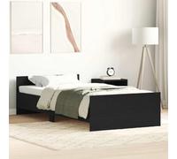 YunCangg Estructura de cama sin colchón, aspecto de roble negro, 90 x 200 cm, material de madera con cabecero y reposapiés, somier estable para un sueño reparador muebles de dormitorio