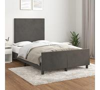 YunCangg Estructura de cama sin colchón, color gris oscuro, 120 x 200 cm, terciopelo con cabecero regulable en altura y patas de apoyo estables, cómodo diseño de marco de madera para un sueño