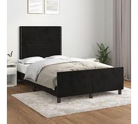 YunCangg Estructura de cama sin colchón, color negro, 120 x 200 cm, terciopelo con cabecero regulable en altura y marco estable de madera para un sueño reparador en el dormitorio