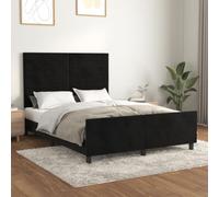 YunCangg Estructura de cama sin colchón, color negro, 140 x 200 cm, terciopelo con cabecero regulable en altura, marco de madera estable y soporte cómodo para un sueño reparador