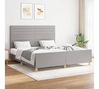 YunCangg Estructura de cama sin colchón, gris claro, 160 x 200 cm, tela con cabecero regulable en altura y patas de apoyo estables, marco de plataforma para un sueño reparador en el dormitorio