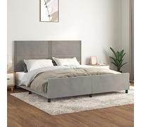 YunCangg Estructura de cama sin colchón gris claro 200 x 200 cm terciopelo con cabecero regulable en altura, marco estable y listones de madera contrachapada para un sueño reparador y un apoyo cómodo