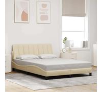 YunCangg Estructura de cama sin colchón Hanko crema, 140 x 190 cm, tela con marco de metal y cabecero acolchado, diseño moderno para un sueño reparador en el dormitorio