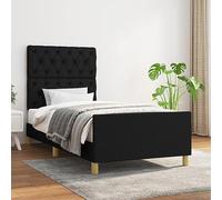 YunCangg Estructura de cama sin colchón, tejido negro, 80 x 200 cm, con cabecero regulable en altura, estructura de cama estable para un mejor sueño y un apoyo cómodo