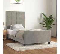 YunCangg Estructura de cama sin colchón, terciopelo gris claro, 90 x 190 cm, con cabecero regulable en altura y patas estables para un sueño reparador en el dormitorio