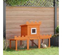 YunCangg Jaula grande para animales pequeños con 2 niveles, techo resistente a la intemperie, rampa antideslizante y cajón extraíble, marco de madera de pino