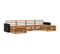YunCangg Juego completo de 6 piezas de madera maciza de acacia lacada modular para jardín, terraza, balcón, conjunto completo, flexible, ahorra espacio, relajarse y vivir