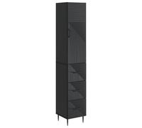 YunCangg Juego de 2 armarios de madera negra de 33 x 34,5 x 90 cm con cajón, puerta y estante para salón, dormitorio, oficina, pasillo, espacio de almacenamiento versátil y orden