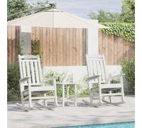 YunCangg Juego de 2 mecedoras de jardín de polietileno blanco 92 x 70 x 108 cm con reposabrazos y respaldo para terraza, balcón, resistente a la intemperie y cómoda para exteriores