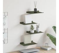 YunCangg Juego de 4 estanterías para colgar en la pared, color verde oliva, 30 x 18 x 2,5 cm, acero inoxidable, ahorro de espacio, para salón, dormitorio, oficina, diseño moderno