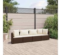 YunCangg Juego de 4 sofás de jardín marrón con cojines de ratán sintético resistente a la intemperie para terraza, balcón y jardín, con estructura de acero pulverizado y disposición modular
