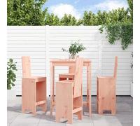 YunCangg Juego de 5 barras de jardín de madera de Douglas maciza con 4 taburetes, mesa de jardín de 82,5 x 82,5 x 110 cm, resistente a la intemperie para terraza, balcón, porche