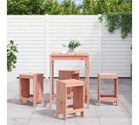 YunCangg Juego de 5 barras de jardín de madera maciza de Douglas con mesa de jardín robusta y 4 taburetes de bar, resistente a la intemperie, juego de muebles para exteriores, para terraza, balcón