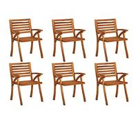 YunCangg Juego de 6 sillas de jardín de madera maciza de acacia con reposabrazos, resistentes a la intemperie, apilables, para exteriores e interiores y exteriores, 59 x 59 x 87 cm, plegables, con