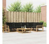 YunCangg Juego de 6 sofás de exterior de madera maciza de acacia blanca y negra, 79 x 79 x 37 cm, resistente a la intemperie, modular, para jardín, terraza, balcón