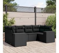 YunCangg Juego de 6 sofás de jardín con cojines de polirratán, resistente a la intemperie, para terraza, balcón, exterior, con espacio de almacenamiento y funda extraíble