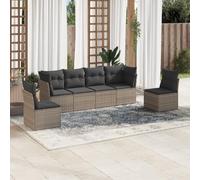 YunCangg Juego de 6 sofás de jardín con cojines gris de poliratán, resistente a la intemperie, para terraza, balcón, incluye conjunto de asientos y funda extraíble