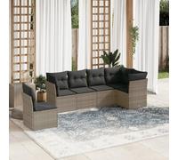 YunCangg Juego de 6 sofás de jardín con cojines gris de poliratán resistente a la intemperie para terraza, balcón y jardín de invierno, con espacio de almacenamiento y funda extraíble para relajarse