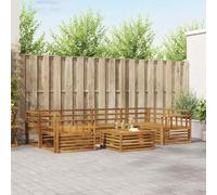 YunCangg Juego de 7 sofás de exterior de madera maciza natural de acacia, para jardín, terraza, balcón, con grupo modular para relajarse y comer, resistente a la intemperie, ahorra espacio y es