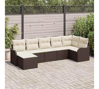 YunCangg Juego de 7 sofás de jardín con cojines de polirratán marrón blanco modular para terraza, balcón, resistente a la intemperie y ahorra espacio, para exteriores y jardines de invierno
