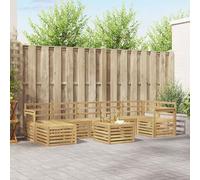 YunCangg Juego de 8 sofás de exterior de madera de acacia maciza, color blanco, 59 x 59 x 37 cm, juego completo para jardín, terraza, balcón, relajarse y comer