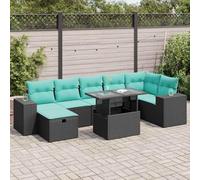 YunCangg Juego de 8 sofás de jardín con cojines gris de polirratán de acacia, resistente a la intemperie, para terraza, balcón, salón, comedor, exterior, con espacio de almacenamiento y funda