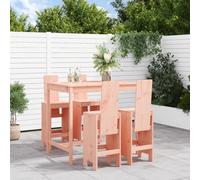 YunCangg Juego de barra de jardín de 5 piezas de madera maciza de Douglas con 4 taburetes y mesa de jardín, 121 x 82,5 x 110 cm, para terraza, balcón, exterior, comedor, resistente a la intemperie