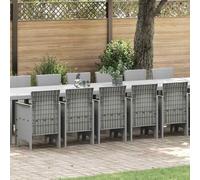 YunCangg Juego de comedor de jardín de 17 piezas, color gris claro con ratán trenzado, resistente a la intemperie, juego de muebles de exterior con mesa, sillas y asientos para terraza, balcón, jardín