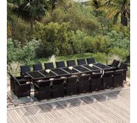 YunCangg Juego de comedor de jardín de 19 piezas, de poliratán, color negro, con 18 sillas y cojines, resistente a la intemperie, plegable, ahorra espacio, para terraza, balcón, exterior, porche