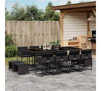 YunCangg Juego de comedor de jardín de ratán sintético con cojines negros, plegable, ahorra espacio, incluye mesa, sillas, sillones y taburetes para terraza, balcón, porche
