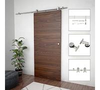 YunCangg Juego de herrajes para puerta corredera de acero inoxidable de 183 cm con ruedas, tope de puerta, guía de suelo y accesorios para puerta de habitación, montaje, reparación, seguridad