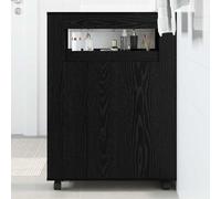 YunCangg Juego de muebles de baño con aspecto de roble negro, 65 x 23 x 87 cm, con cajón y estante, armario montado en la pared para cuarto de baño espacio de almacenamiento y orden en espacios