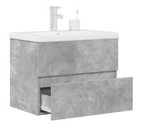 YunCangg Juego de muebles de baño de 2 piezas, color gris hormigón, madera con lavabo de cerámica, 61 x 39 x 18 cm, montaje en pared, armario de baño 60 x 38,5 x 45 cm, ahorro de espacio, muebles de