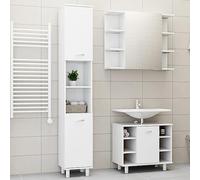YunCangg Juego de muebles de baño de madera blanca con armario alto, armario bajo lavabo y armario con espejo, ahorro de espacio, de pie y colgante, espacio de almacenamiento para cuarto de baño