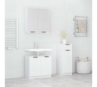 YunCangg Juego de muebles de baño de madera blanca con armario de pie, armario para debajo del lavabo, armario colgante con espejo, ahorro de espacio para cuarto de baño con mucho espacio de