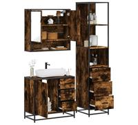 YunCangg Juego de muebles de baño de madera de roble ahumado con armario para debajo del lavabo, armario alto para ahorrar espacio, para el cuarto de baño, espacio de almacenamiento y almacenamiento