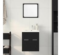 YunCangg Juego de muebles de baño de madera de roble negro con espejo, armario para debajo del lavabo, 41 x 38,5 x 46 cm, espacio de almacenamiento, estantería para baño, ahorrador de espacio, para