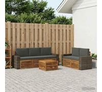 YunCangg Juego de muebles de exterior de madera maciza de acacia, resistente a la intemperie con diseño modular, conjunto de asientos duraderos para jardín, terraza, balcón, combinación de ahorro de