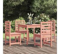 YunCangg Juego de muebles de jardín de madera maciza de Douglas con 4 sillas y mesa robusta, resistente a la intemperie, juego de muebles de jardín para terraza, balcón, porche