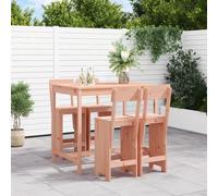 YunCangg Juego de muebles de jardín de madera maciza de Douglas con mesa de jardín robusta y 4 taburetes de bar, resistente a la intemperie, muebles de madera para exteriores, para terraza, balcón