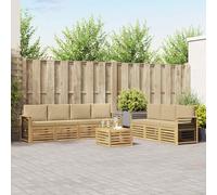 YunCangg Juego de muebles de sofá de madera maciza de acacia, resistente a la intemperie, conjunto modular para jardín, terraza, balcón con estructura de madera natural y cómodo grupo de asientos para