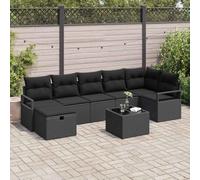 YunCangg Juego de sofá con cojines de polirratán negro, resistente a la intemperie, modular para jardín, terraza, balcón, salón, comedor, con mesa y grupo de asientos para relajarse en primavera y